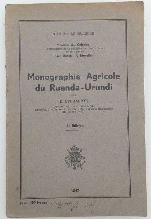 Monographie Agricole du Ruanda-Urundi, Boeken, Wetenschap, Ophalen of Verzenden