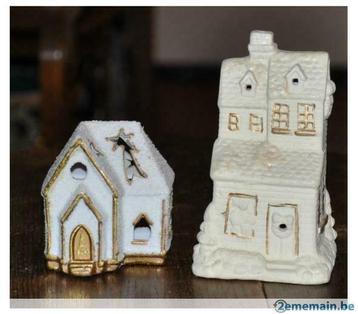 2 photophores maison de noel blanc et crème, Divers, Enlèvement ou Envoi, Neuf