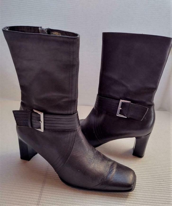 Mooie bruine leren laarzen met gespen * prima staat *  M39, Kleding | Dames, Schoenen, Zo goed als nieuw, Lage of Enkellaarzen
