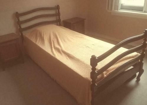 Eiken 1 persoonsbed met 2 nachtkastjes, goede staat, Huis en Inrichting, Slaapkamer | Bedden, Gebruikt, Eenpersoons, 100 cm, 210 cm