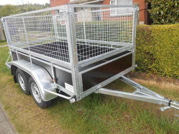 aanhangwagen 2.54 x 1.30m x 1m met grillage (versterkt).