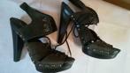 892A * ALDO sexy kaki leren sandalen met hoge hakken (41), Kleding | Dames, Pumps, Verzenden, Zwart, Zo goed als nieuw