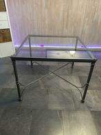 Vierkante smeedijzeren tafel 1mx1m antracietgrijs, Ophalen, Gebruikt, Vierkant, Glas