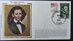 FDC OP ZIJDE PRESIDENTEN- PRESIDENT ABRAHAM LINCOLN, Ophalen of Verzenden, Gestempeld, Overige thema's