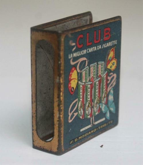 Antiek Luciferhouder reklame CLUB sigarettenblaadjes - litho, Verzamelen, Rookartikelen, Aanstekers en Luciferdoosjes, Gebruikt