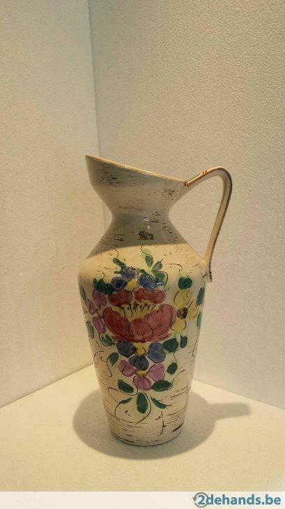 grote vaas met bloemmotief en handgreep, Maison & Meubles, Accessoires pour la Maison | Vases, Utilisé, Enlèvement