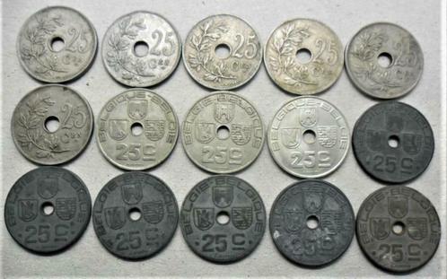 29 pièces différentes de 25 centimes Belgique, Timbres & Monnaies, Monnaies | Belgique, Monnaie en vrac, Métal, Envoi