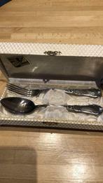 Oude lepel en vork set met keurmerken, Antiek en Kunst, Zilver