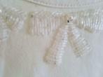 t-shirt blanc coton petits nœuds de perles blanche long col, Comme neuf, Enlèvement ou Envoi, Blanc