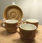 3 tasses Boch couleur caramel +sous tasses , forme Vian, Antiquités & Art, Antiquités | Céramique & Poterie