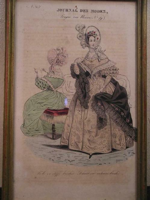 ANCIENNE GRAVURE DE MODE ENCADREE ET SOUS VERRE/1836, Antiquités & Art, Art | Peinture | Classique, Enlèvement ou Envoi