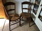 2 vintage stoelen met rieten zitting, Bois, Vintage, Utilisé, Enlèvement ou Envoi