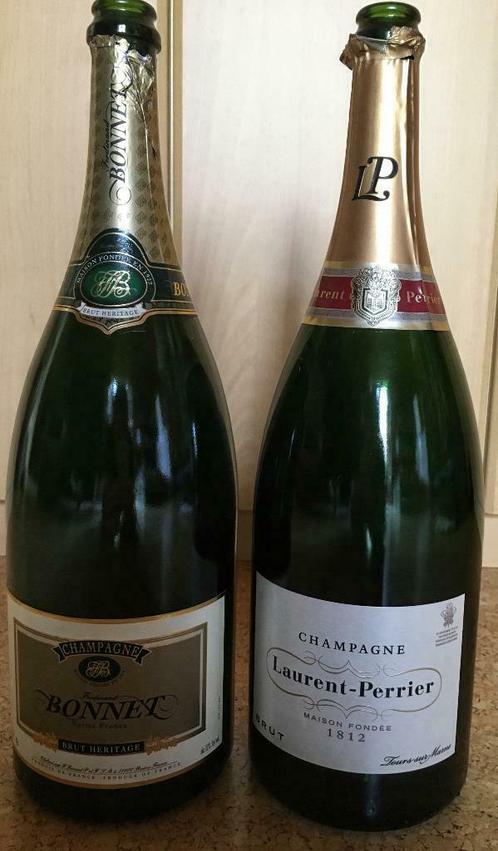 2 grote flessen champagen (leeeg), Collections, Vins, Comme neuf, Champagne, Enlèvement ou Envoi