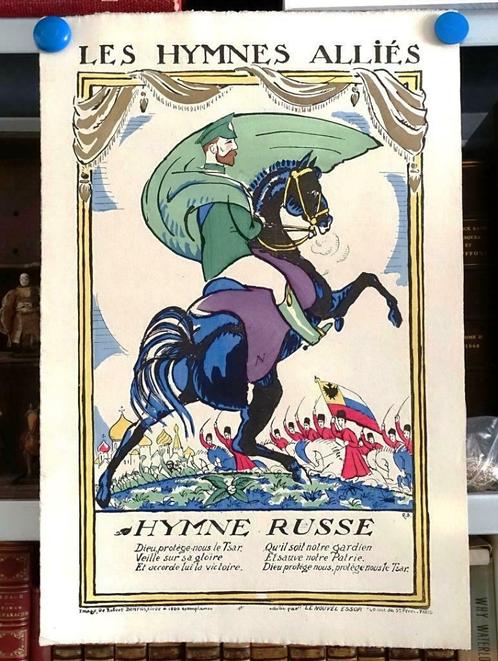 Les Hymnes Alliés Hymne Russe 1916 1/1000 ex Robert Bonfils, Antiquités & Art, Art | Lithographies & Sérigraphies, Enlèvement ou Envoi