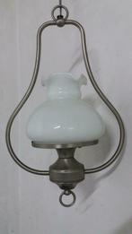 suspension lampe unique e27 avec globe en verre blanc. tbe, Maison & Meubles, Comme neuf, Enlèvement ou Envoi, Verre