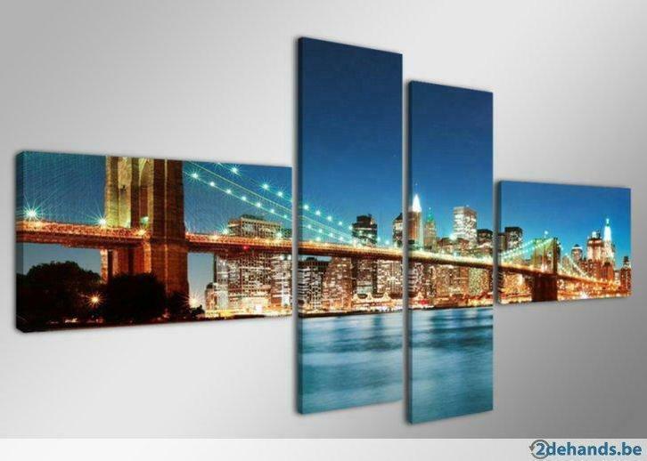 * Nieuw * 4 Luik van Canvas ** Skyline New York ** 70x160cm, Antiek en Kunst, Kunst | Schilderijen | Modern