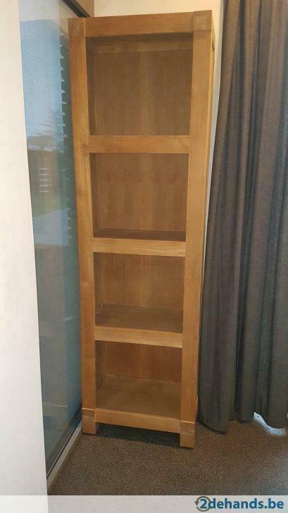 massieve boekenkast teak, Huis en Inrichting, Kasten | Boekenkasten, Nieuw, 50 tot 100 cm, 200 cm of meer, 25 tot 50 cm, Teakhout