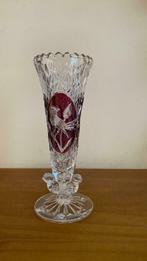 Vase en cristal d arques avec 3 dessins d oiseau, Antiek en Kunst, Antiek | Glaswerk en Kristal
