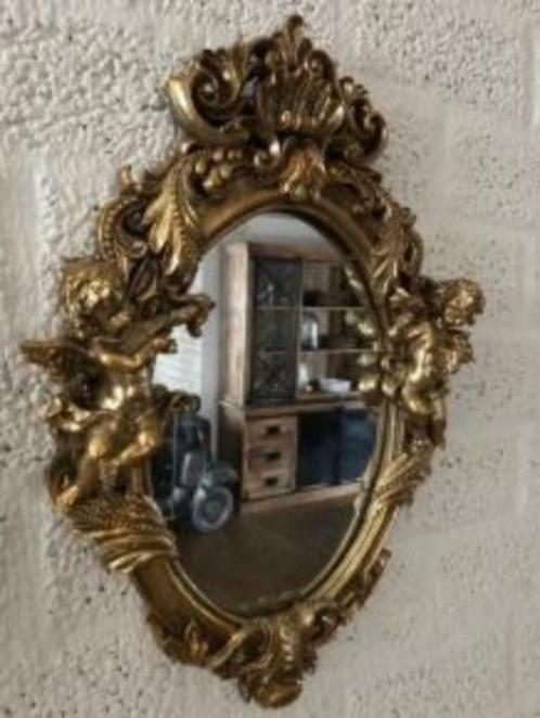 Prachtige spiegel met engelen tafereel, goud kleur.-kado, Maison & Meubles, Accessoires pour la Maison | Miroirs, Neuf, Enlèvement ou Envoi