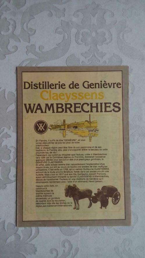 Collectors item: Distillerie Genièvre Claeyssens Wambrechies, Livres, Catalogues & Dépliants, Comme neuf, Dépliant, Enlèvement ou Envoi