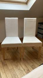 Lot de 2 chaises en tissu blanc cassé, Gebruikt, Wit, Hout