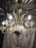 Venetiaanse luchter met goud spikkels., Huis en Inrichting, Lampen | Kroonluchters, Glas, Ophalen of Verzenden, Zo goed als nieuw