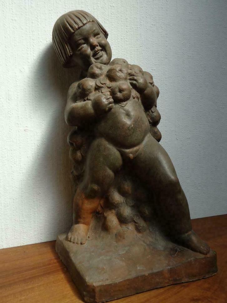 Jos. WITTERWULGHE Bacchant en terre cuite garçon putto allég, Antiquités & Art, Art | Sculptures & Bois, Enlèvement