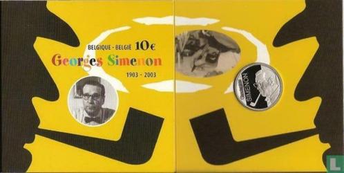 België 10 euro 2003 PROOF "100th anniv, of birth G.Simenon, Timbres & Monnaies, Monnaies | Europe | Monnaies euro, Série, 10 euros