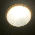 Plafondlamp van marmer, glas en hout, Ophalen of Verzenden, Zo goed als nieuw, Glas