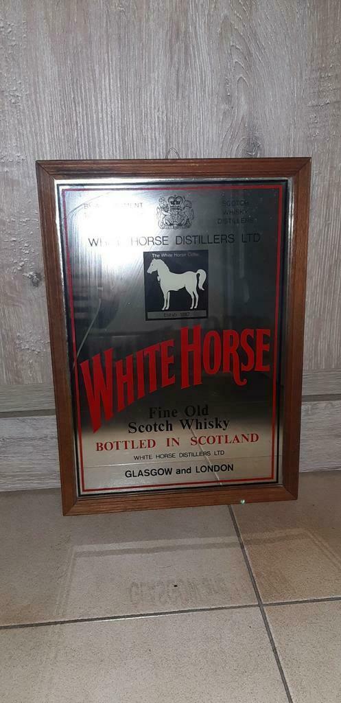 Authentieke oude reclamespiegel White Horse whisky, Verzamelen, Merken en Reclamevoorwerpen, Zo goed als nieuw, Reclamebord, Verzenden