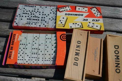 5 domino's:2 in houten kistje, 2 voor op reis,1 kinderdomino, Hobby en Vrije tijd, Gezelschapsspellen | Overige, Zo goed als nieuw