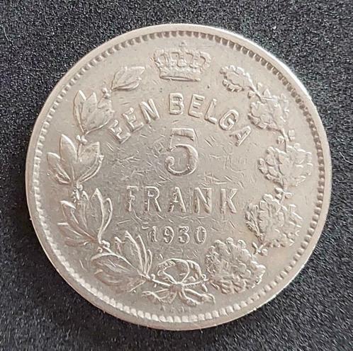 Belgium 1930 - 5 Fr/1 Belga VL/Albert I/Morin 383a - Pr/FDC, Postzegels en Munten, Munten | België, Losse munt, Verzenden