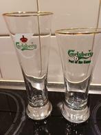 CARLSBERG: 2 glazen verschillend opschrift en hoogten, Comme neuf, Autres marques, Enlèvement ou Envoi, Verre ou Verres