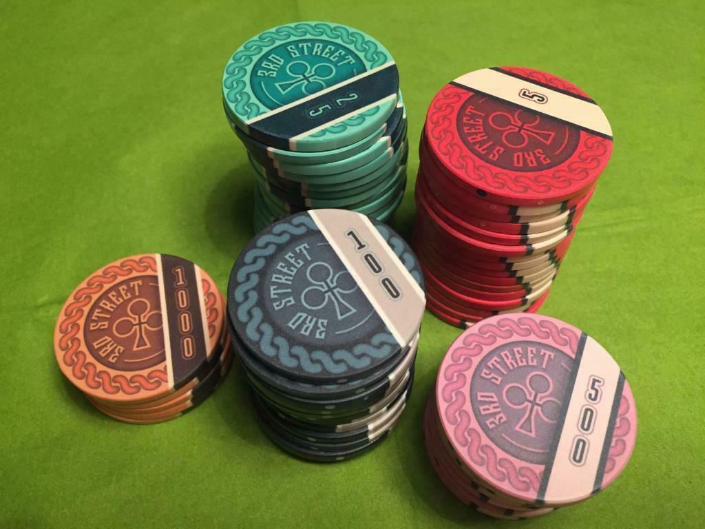 Jeugd tellen het kan ② Keramische poker chips "3rd Street" (425 st.) — Gezelschapsspellen |  Overige — 2dehands