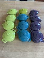 Lot de 12 mini-cocottes colorées (vert, bleu, mauve)