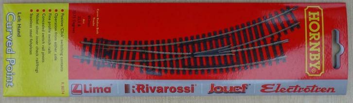 Linker wissel, gebogen, h0/00, merk Hornby type R8074, Hobby en Vrije tijd, Modeltreinen | H0, Nieuw, Rails, Gelijkstroom, Overige merken