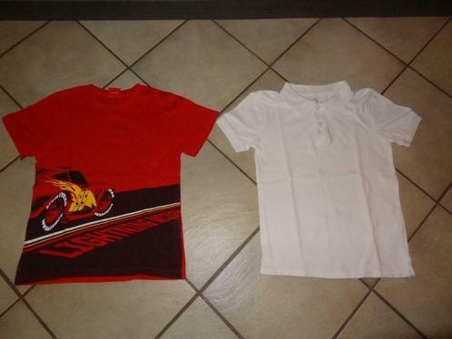 Pakketje Cars T-shirt + witte polo (maat 110-116 / 5-6 j), Kinderen en Baby's, Kinderkleding | Maat 110, Gebruikt, Jongen, Shirt of Longsleeve