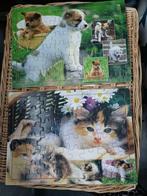 2 houten puzzels,  honden en poezen, Ophalen of Verzenden, Gebruikt
