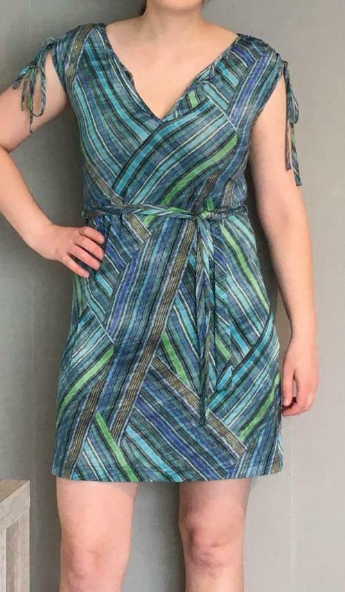Groen met blauwe jurk van Billi Bloom (L), Kleding | Dames, Jurken, Zo goed als nieuw, Maat 42/44 (L), Groen, Boven de knie, Ophalen of Verzenden