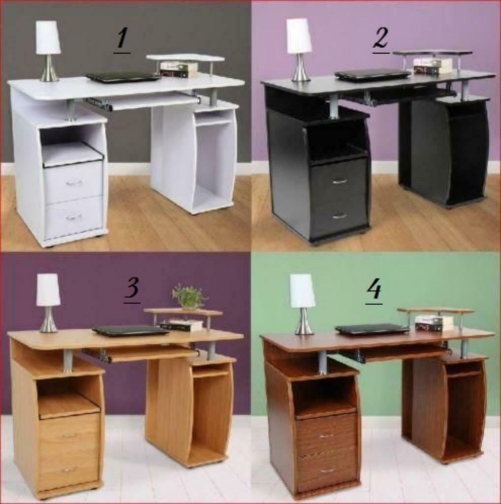 ADRIA Bureau met laden in wit - praktische bureautafel computertafel met groot werkblad - 120 x 76 x 50 cm (B/H/D