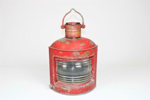 oude scheepslamp (bakboord) met fresnel lens, Antiek en Kunst, Curiosa en Brocante, Ophalen of Verzenden