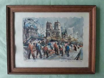 Lithographie Paris Notre Dame et les bouquinistes, Enlèvement ou Envoi