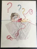 Collage - aquarel - tekening van Elie (achter glas), Antiek en Kunst, Kunst | Tekeningen en Fotografie, Ophalen of Verzenden
