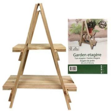 Tuin bloempot planten etagere hout 2 laags 52 cm, Ophalen of Verzenden, Nieuw