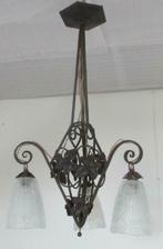 art deco smeedijzeren lamp met drie  kappen Donna Paris 13, Antiek en Kunst, Ophalen