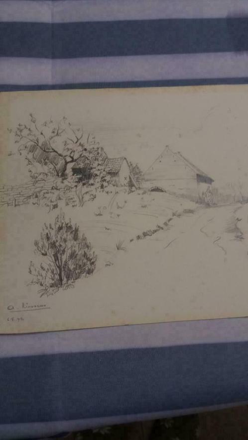 Uitzonderlijk werk - A. Riessens 1940-ingekaderd achter glas, Antiek en Kunst, Kunst | Tekeningen en Fotografie, Ophalen of Verzenden