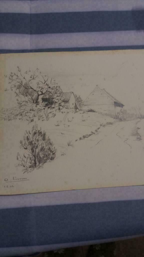Uitzonderlijk werk - A. Riessens 1940-ingekaderd achter glas, Antiek en Kunst, Kunst | Tekeningen en Fotografie, Ophalen of Verzenden