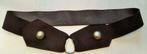 ceinture vintage cuir daim brun bouton boule bronze, Comme neuf, Brun, Enlèvement ou Envoi, Ceinture