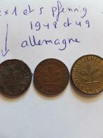 2 pièces de 1 pfennig et 1 pièce de 5 pfennig de 1948 et 49, Enlèvement ou Envoi, Monnaie en vrac, Allemagne