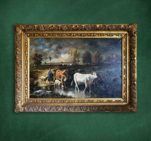 Olieverfschilderij J.L. Van Leemputte (1865), Antiek en Kunst, Kunst | Schilderijen | Klassiek, Ophalen of Verzenden